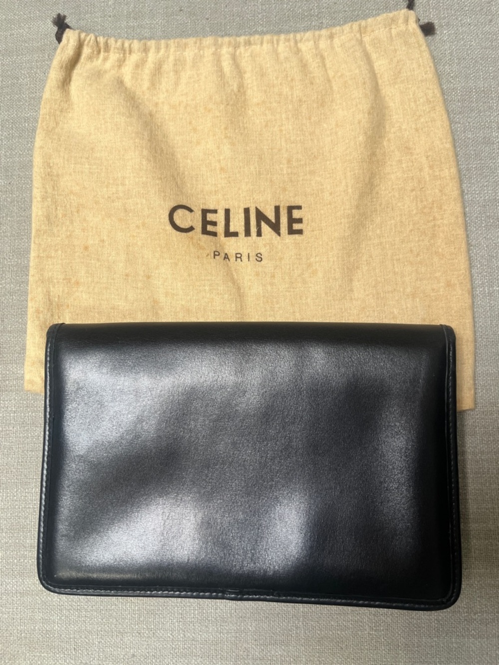Vintage Celine Black Leather Envelope Clutch - Picture 2 of 6